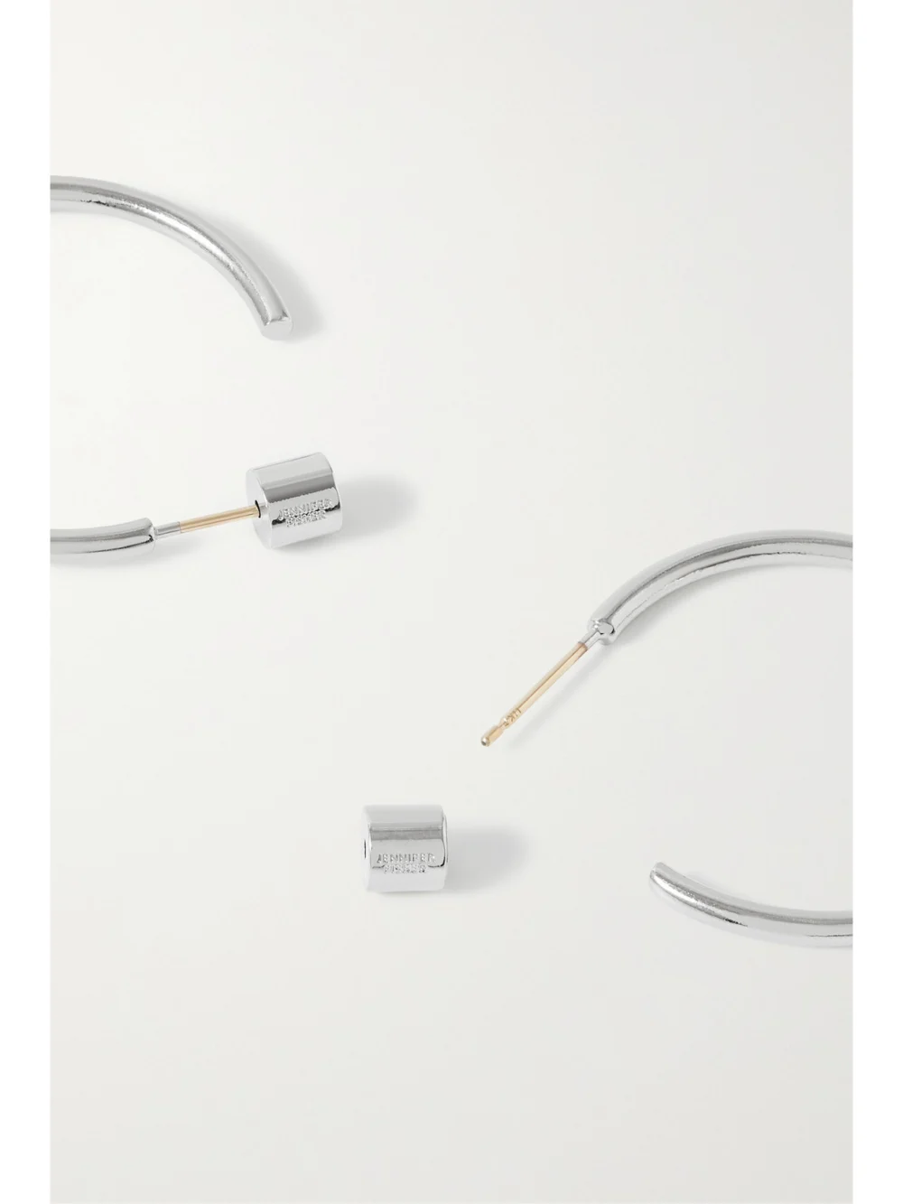 Back view of the Jennifer Fisher Mini Thread Silver-plated Hoop Earrings