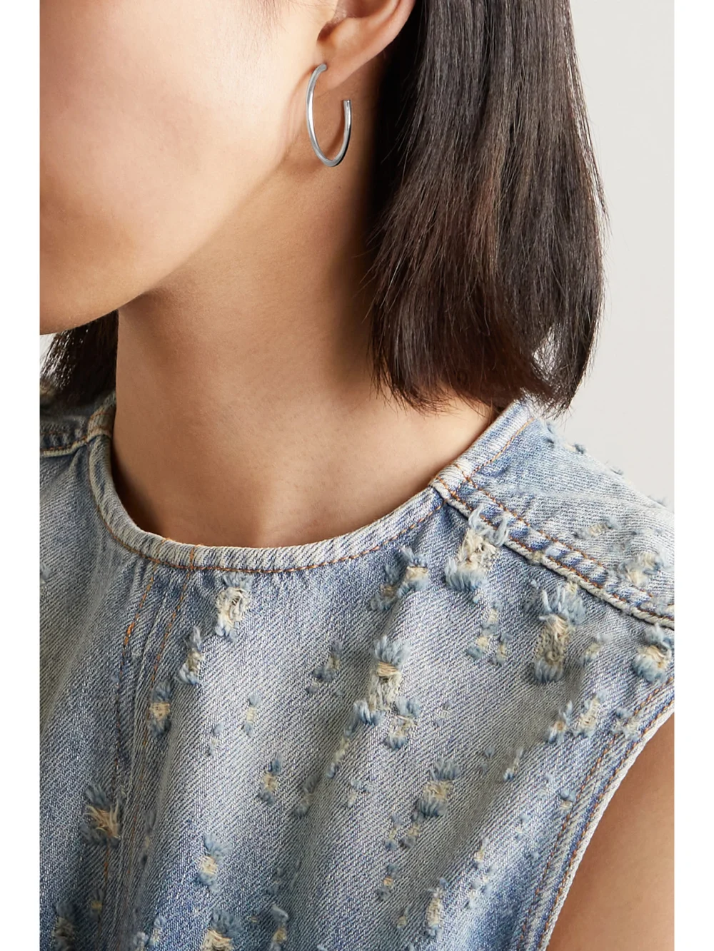 Jennifer Fisher Mini Thread Silver-plated Hoop Earrings, styled view