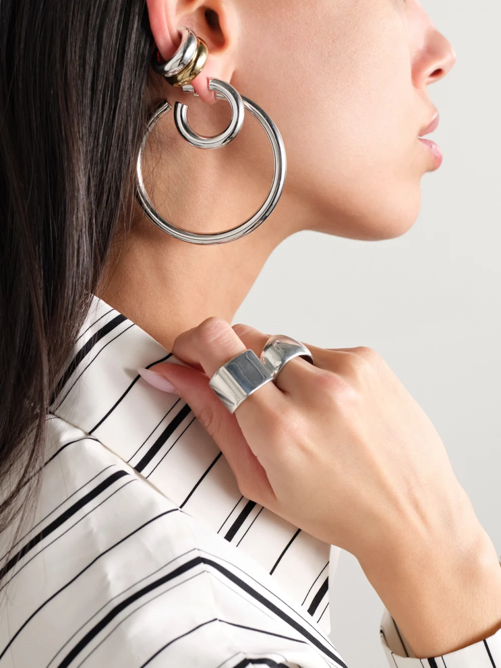 Jennifer Fisher Natasha Silver-plated Hoop Earrings, styled view