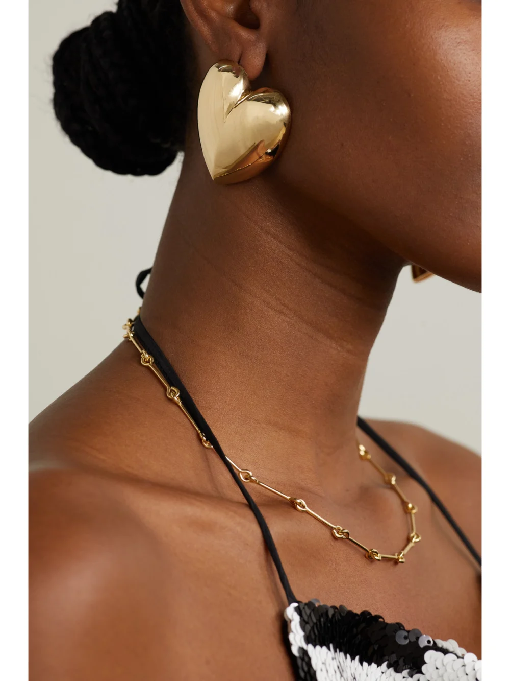 Jennifer Fisher Puffy Heart Gold-plated Earrings, styled view