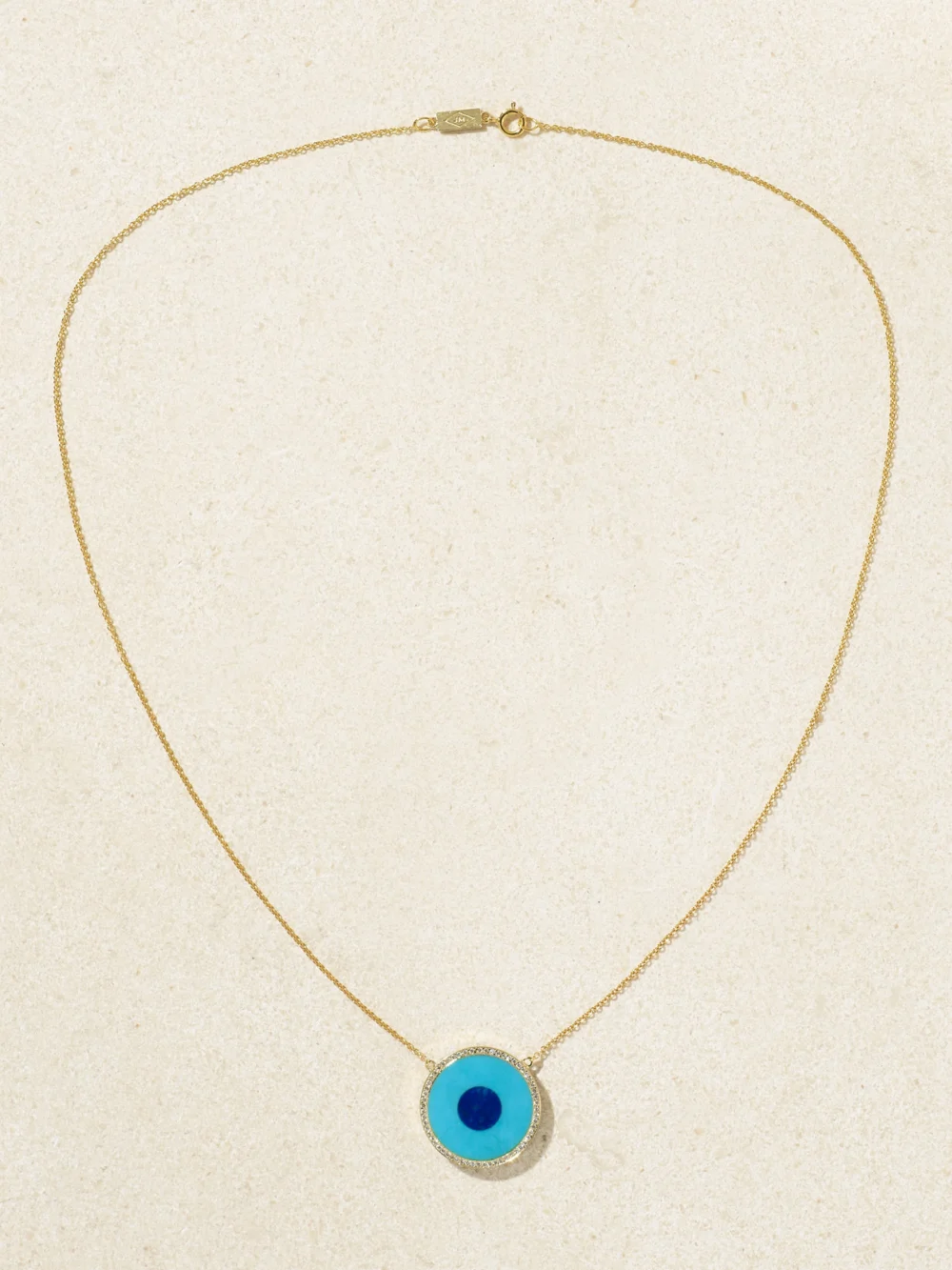 Close-up detail of the Jennifer Meyer Evil Eye 18-karat Gold Multi-stone Necklace