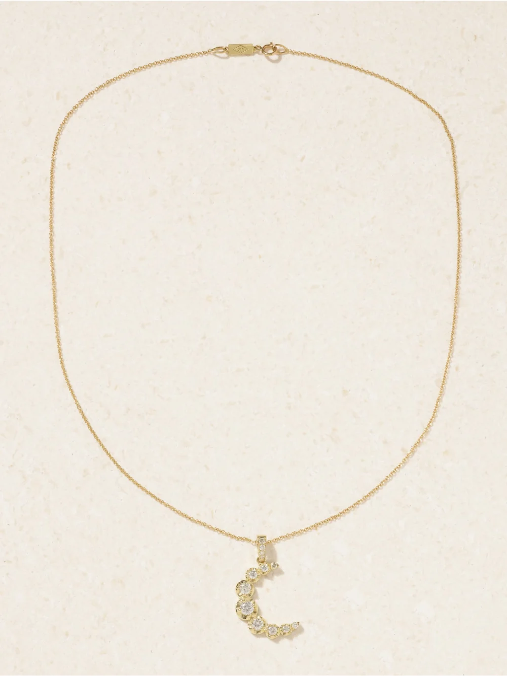 Close-up detail of the Jennifer Meyer Moon 18-karat Gold Diamond Necklace