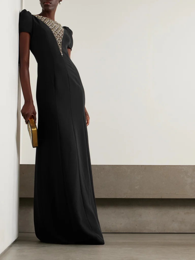 Jenny Packham Empress Embellished Tulle-paneled Crepe Gown