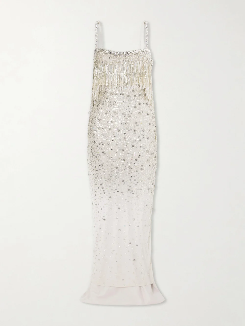 Jenny Packham Iris Embellished Cape-effect Georgette Gown in silver