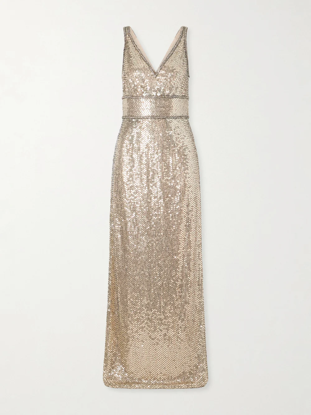Jenny Packham Odina Crystal-embellished Sequin Tulle Gown in beige