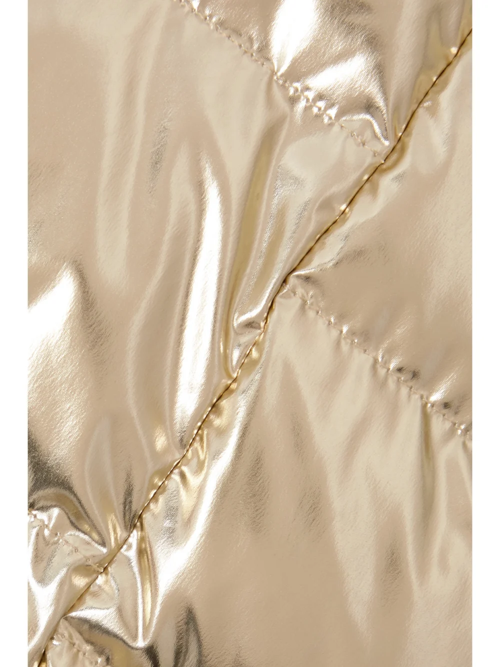 Close-up detail of the Jetset Gardena Belted Quilted Padded Metallic Ski Vest
