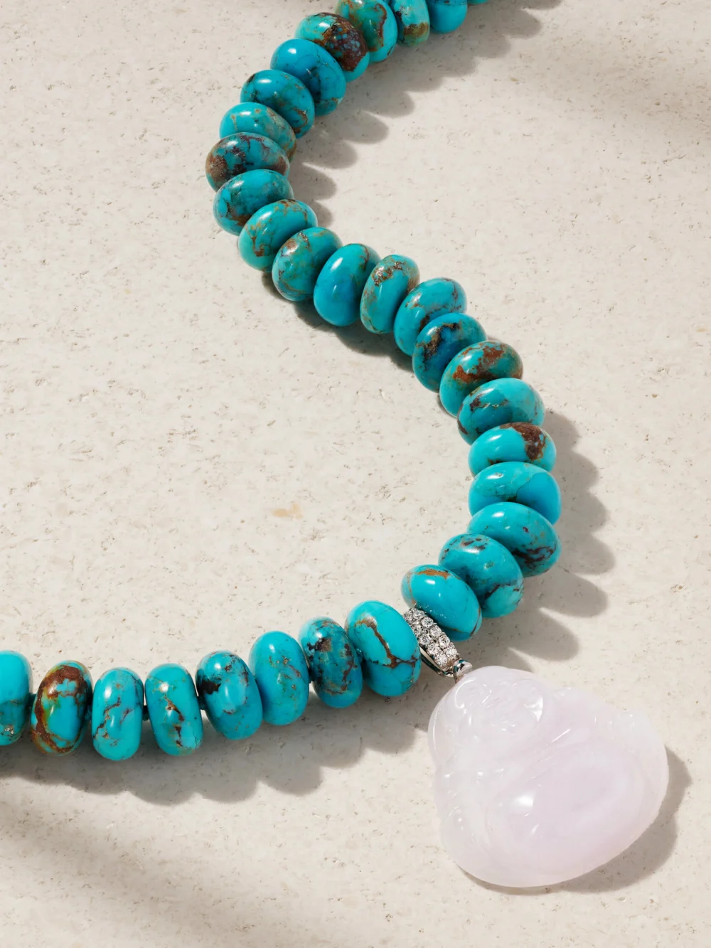 Jia Jia Happy Buddha 14-karat Gold Multi-stone Necklace in blue