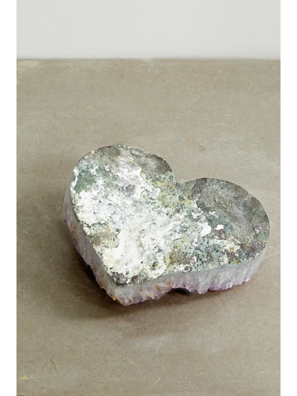Back view of the JIA JIA Home Jumbo Amethyst Geode Heart