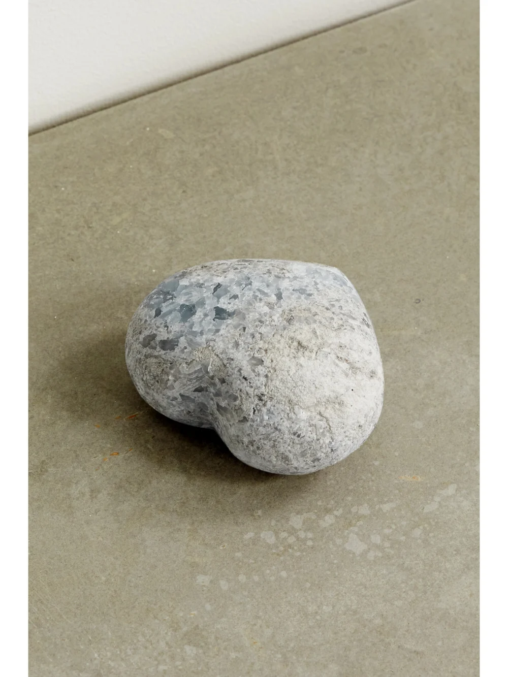 Back view of the JIA JIA Home Small Celestine Geode Heart