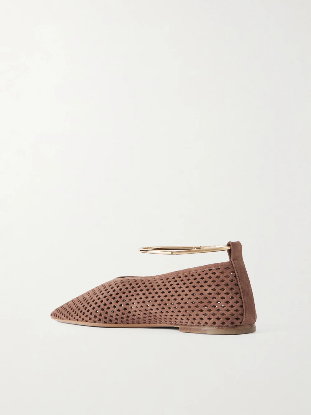 Back view of the Jil Sander Ballerina Embellished Laser-cut Suede Pointed-toe Ballet Flats