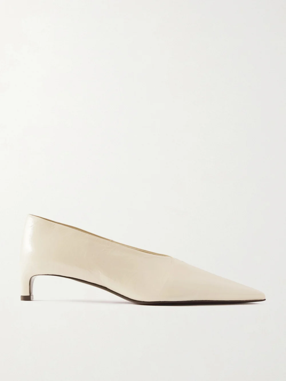 Jil Sander Crinkled Patent-leather Pumps in off-white