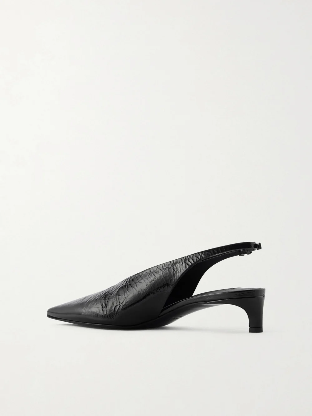 Back view of the Jil Sander Crinkled Patent-leather Slingback Pumps