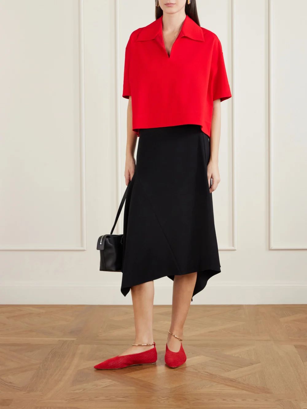 Jil Sander Laser-cut Suede Ballet Flats, styled view