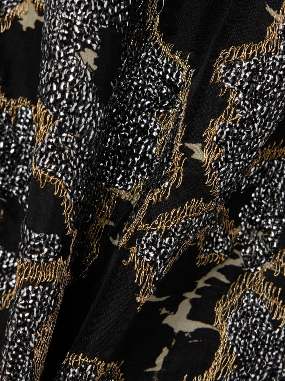 Close-up detail of the Johanna Ortiz Distinguished Avardians Sequined Silk-jacquard Halterneck Mini Dress