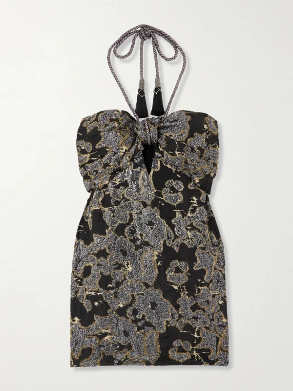 Johanna Ortiz Distinguished Avardians Sequined Silk-jacquard Halterneck Mini Dress