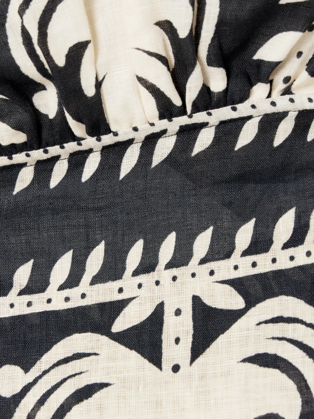 Close-up detail of the Johanna Ortiz Tide Strength Open-back Printed Woven Halterneck Mini Dress