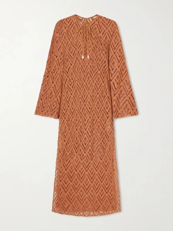 Johanna Ortiz Wild Savannah Open-knit Cotton Tunic Dress