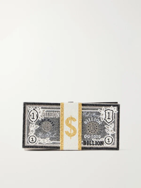 Judith Leiber Couture Billions Stack of Cash Crystal-embellished Silver-tone Clutch