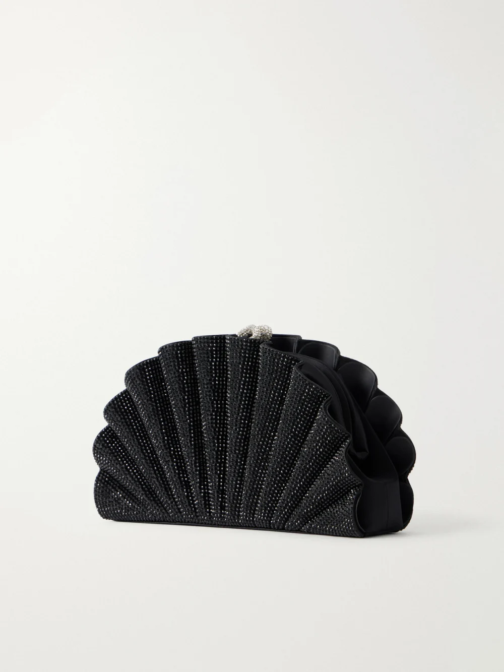 Back view of the Judith Leiber Couture Origami Fan Crystal-embellished Satin Clutch