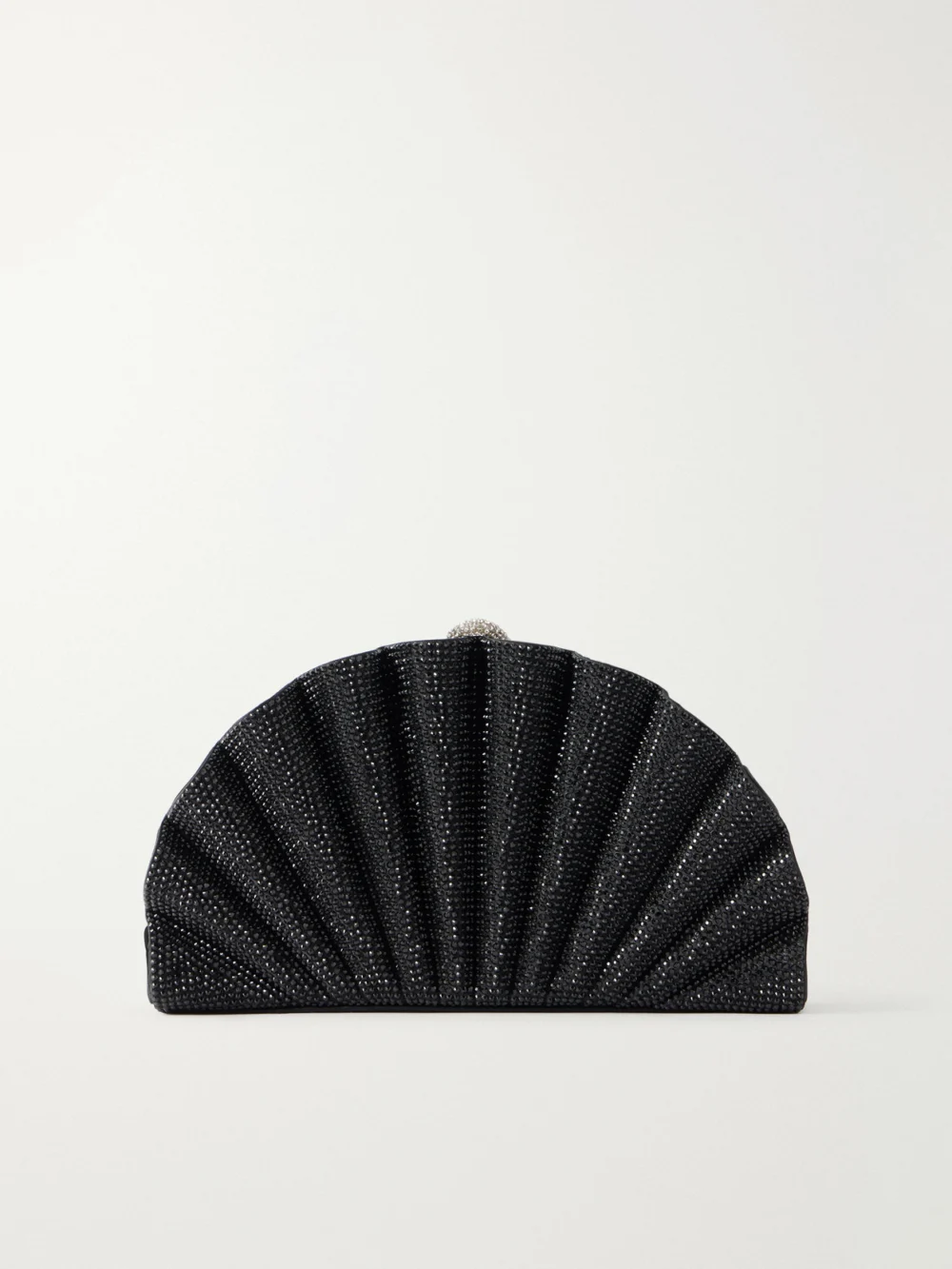 Judith Leiber Couture Origami Fan Crystal-embellished Satin Clutch in black