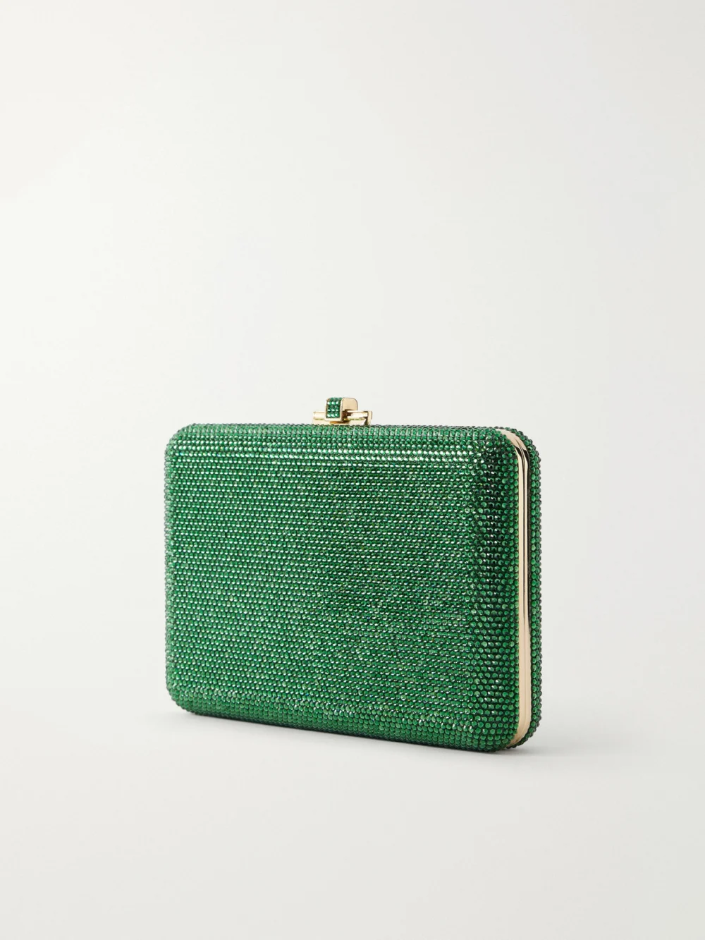 Back view of the Judith Leiber Couture Slim Slide Crystal-embellished Gold-tone Clutch