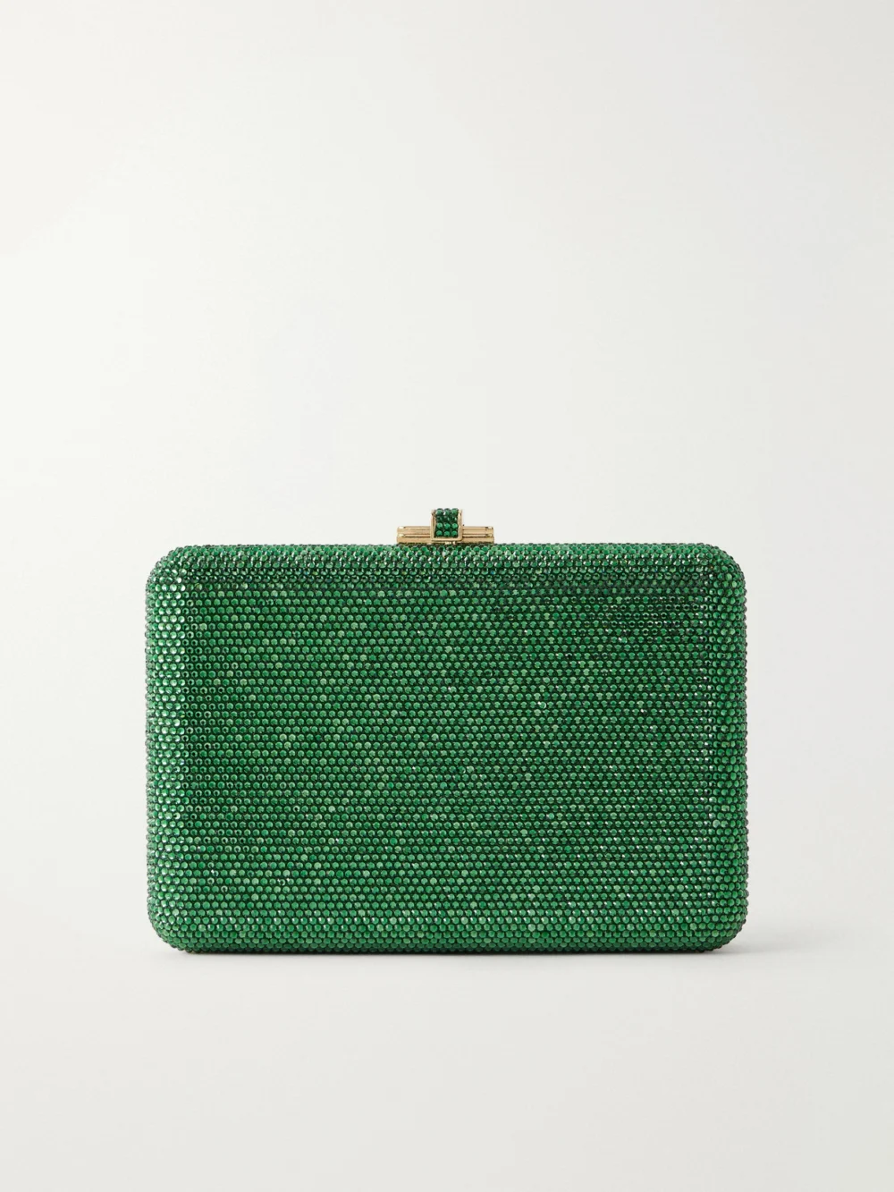 Judith Leiber Couture Slim Slide Crystal-embellished Gold-tone Clutch in green
