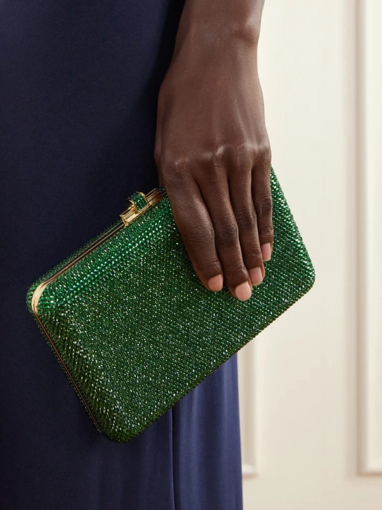 Judith Leiber Couture Slim Slide Crystal-embellished Gold-tone Clutch