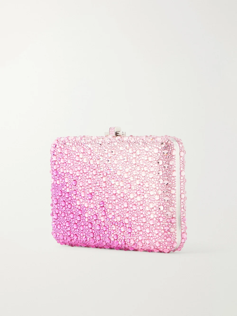 Back view of the Judith Leiber Couture Slim Slide Crystal-embellished Silver-tone Clutch