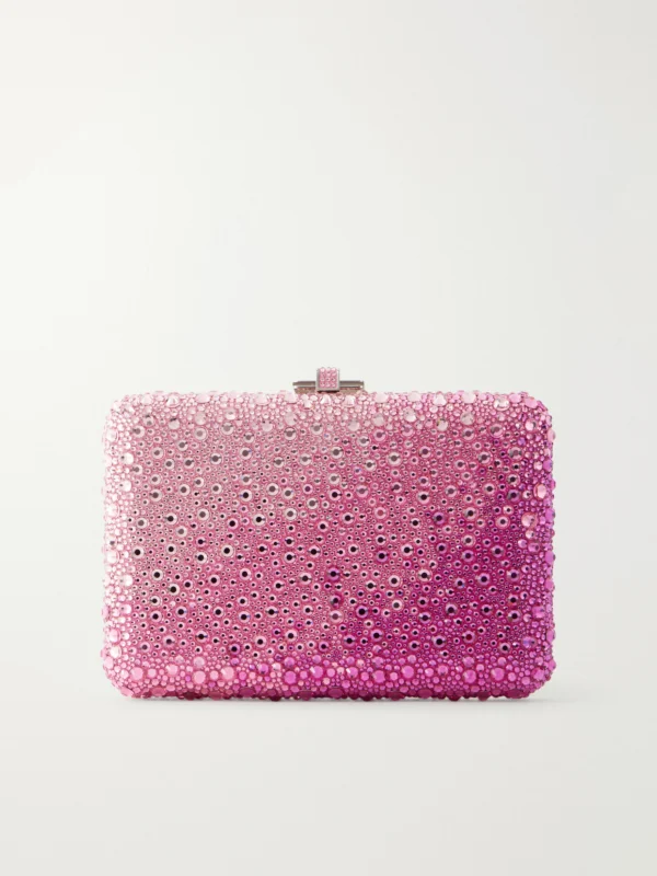 Judith Leiber Couture Slim Slide Crystal-embellished Silver-tone Clutch
