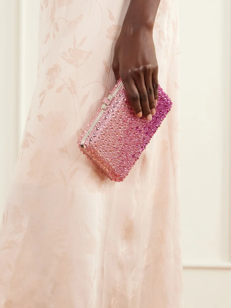 Judith Leiber Couture Slim Slide Crystal-embellished Silver-tone Clutch