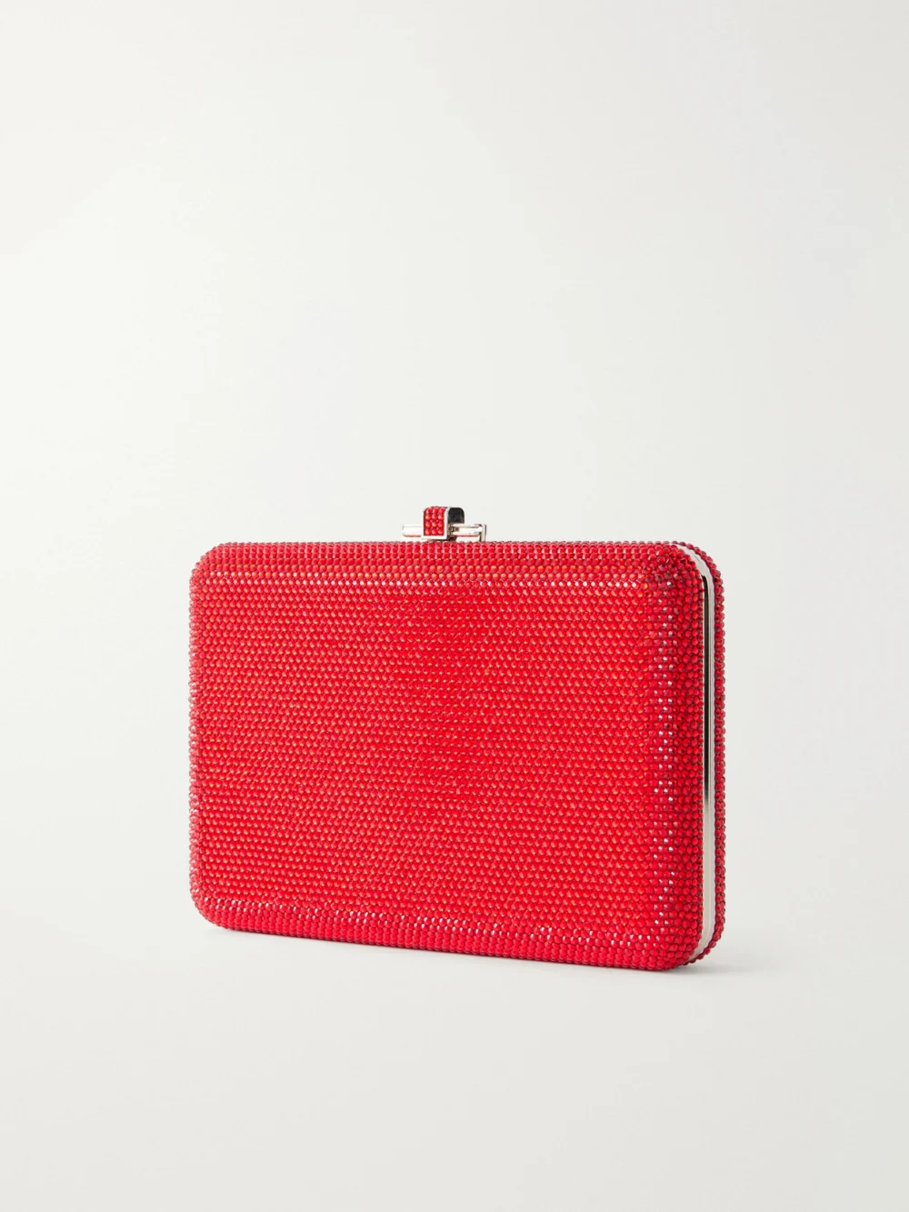 Back view of the Judith Leiber Couture Slim Slide Crystal-embellished Silver-tone Clutch