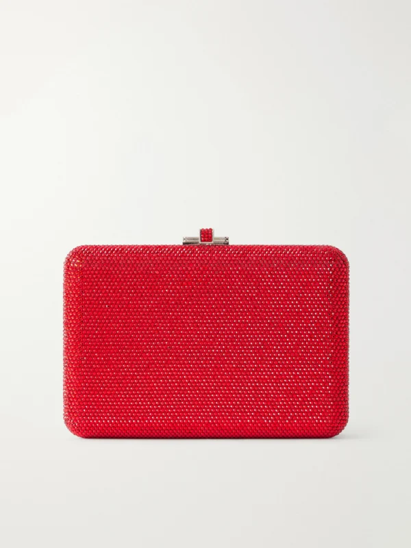 Judith Leiber Couture Slim Slide Crystal-embellished Silver-tone Clutch
