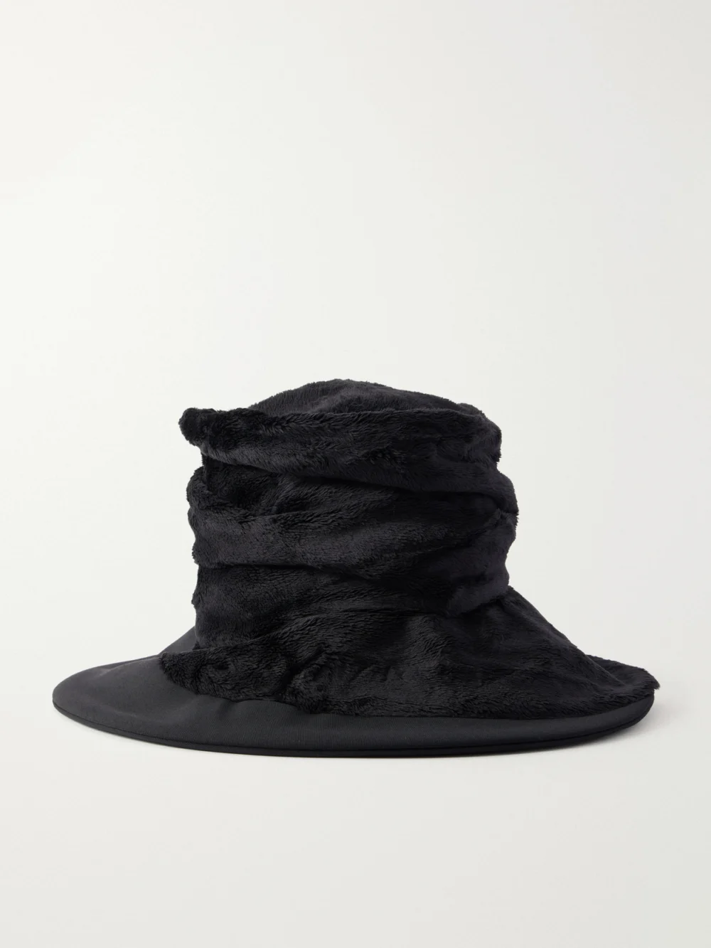 Junya Watanabe Plush and Wool-gabardine Wide Brim Hat in black
