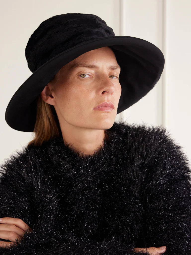 Junya Watanabe Plush and Wool-gabardine Wide Brim Hat
