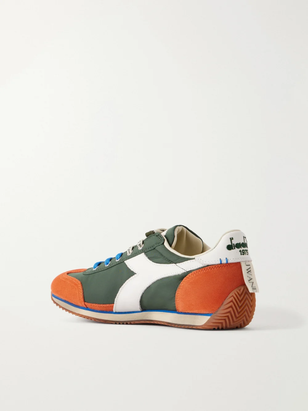 Back view of the JW Anderson + Diadora Equipe Leather and Suede-trimmed Shell Sneakers