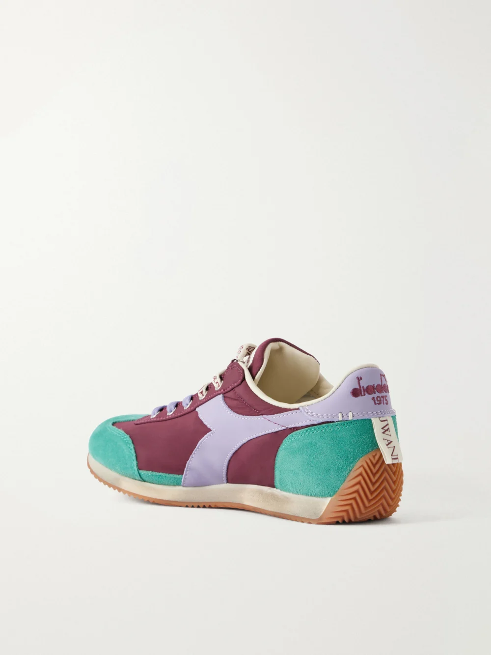 Back view of the JW Anderson + Diadora Equipe Leather and Suede-trimmed Shell Sneakers