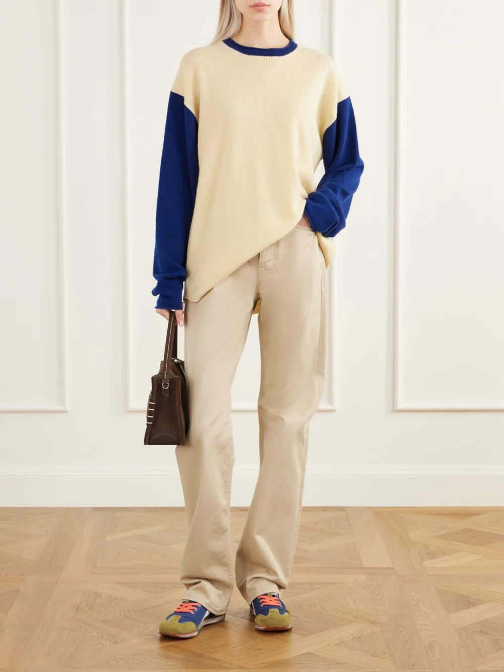 JW Anderson + Diadora Equipe Leather and Suede-trimmed Shell Sneakers, styled view