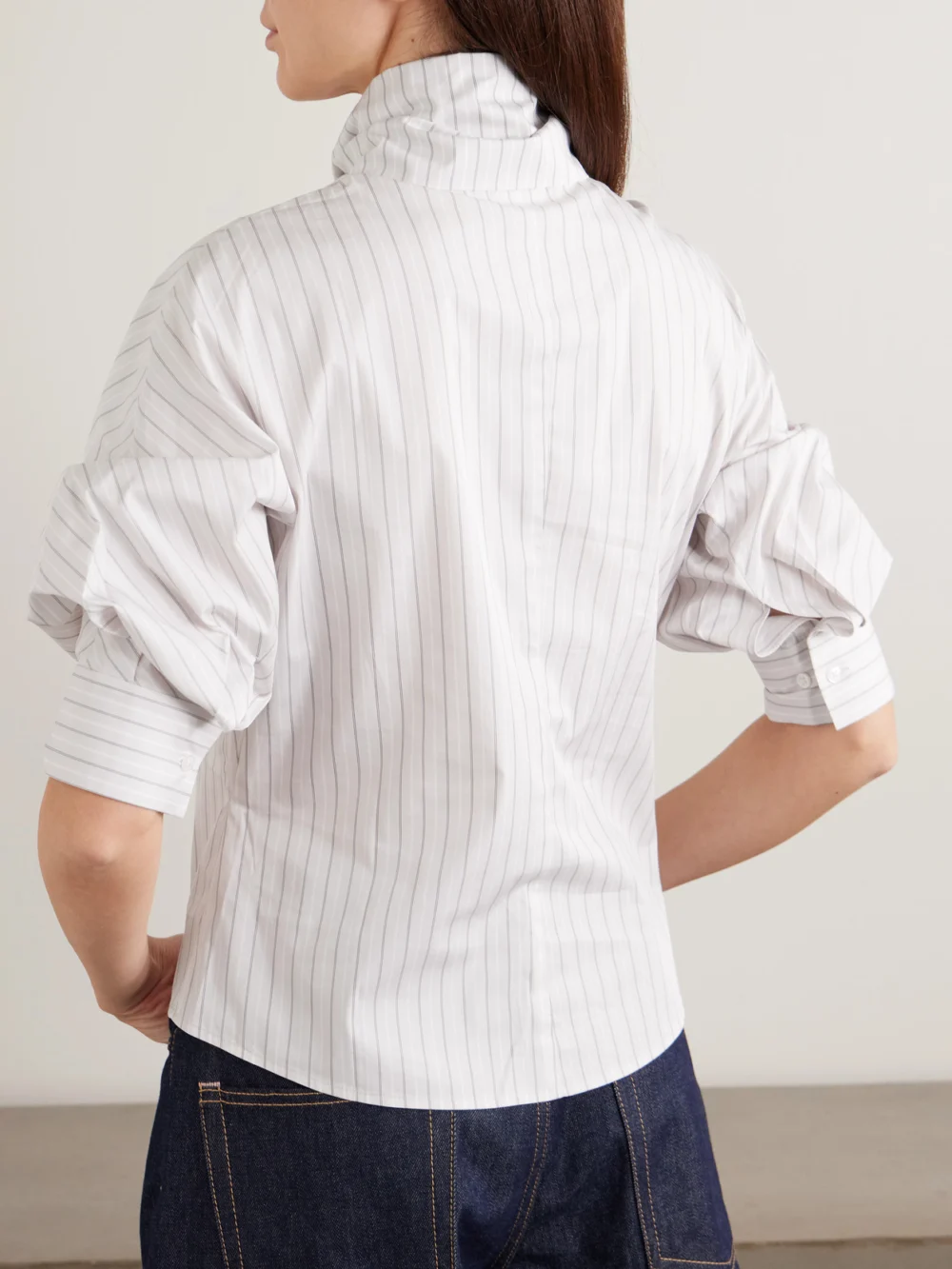 Back view of the Kallmeyer Lilette Striped Cotton-poplin Shirt