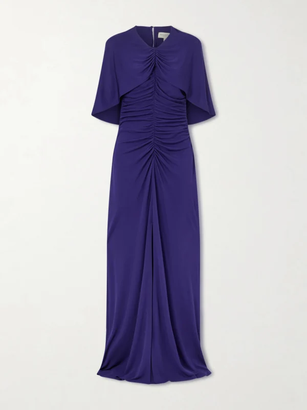 Kallmeyer Matilda Ruched Cape-effect Jersey Gown