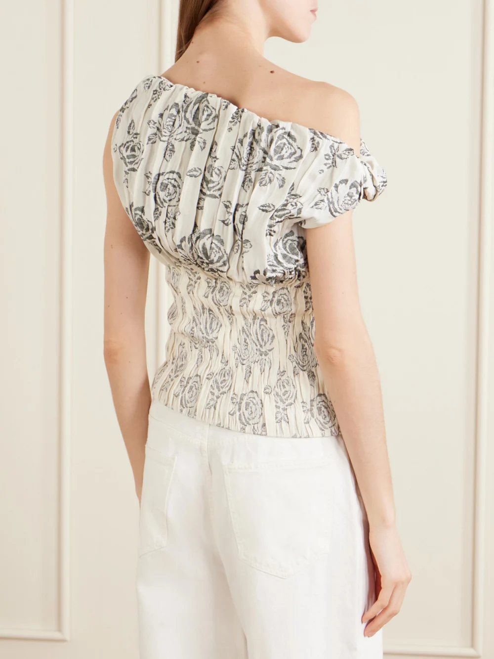 Back view of the Kallmeyer Romy Floral-brocade Top