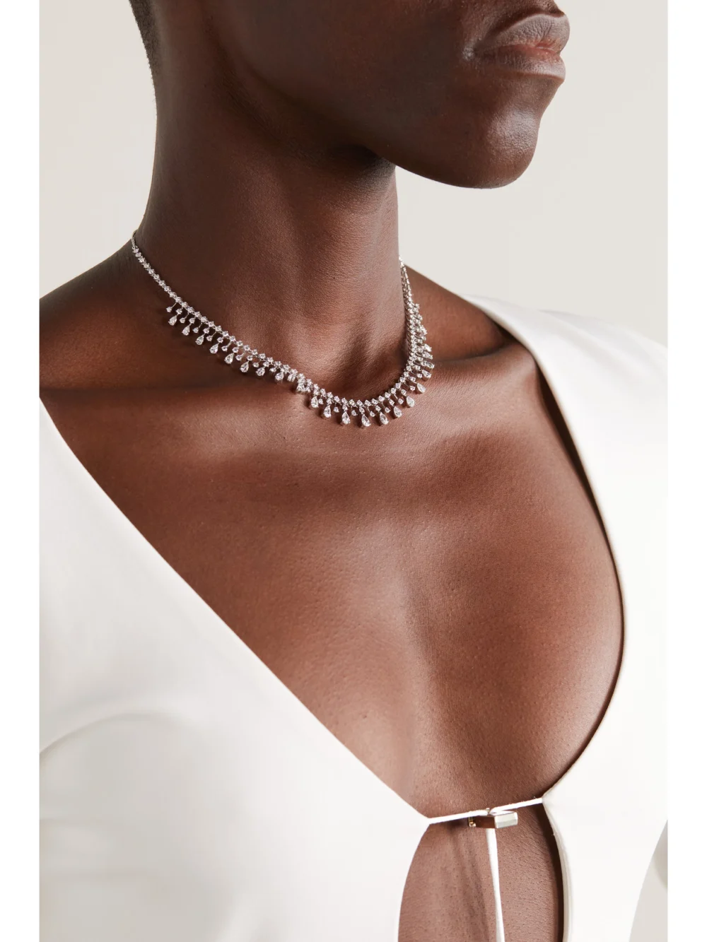 Kamyen The Classic 18-karat White Gold Diamond Choker, styled view