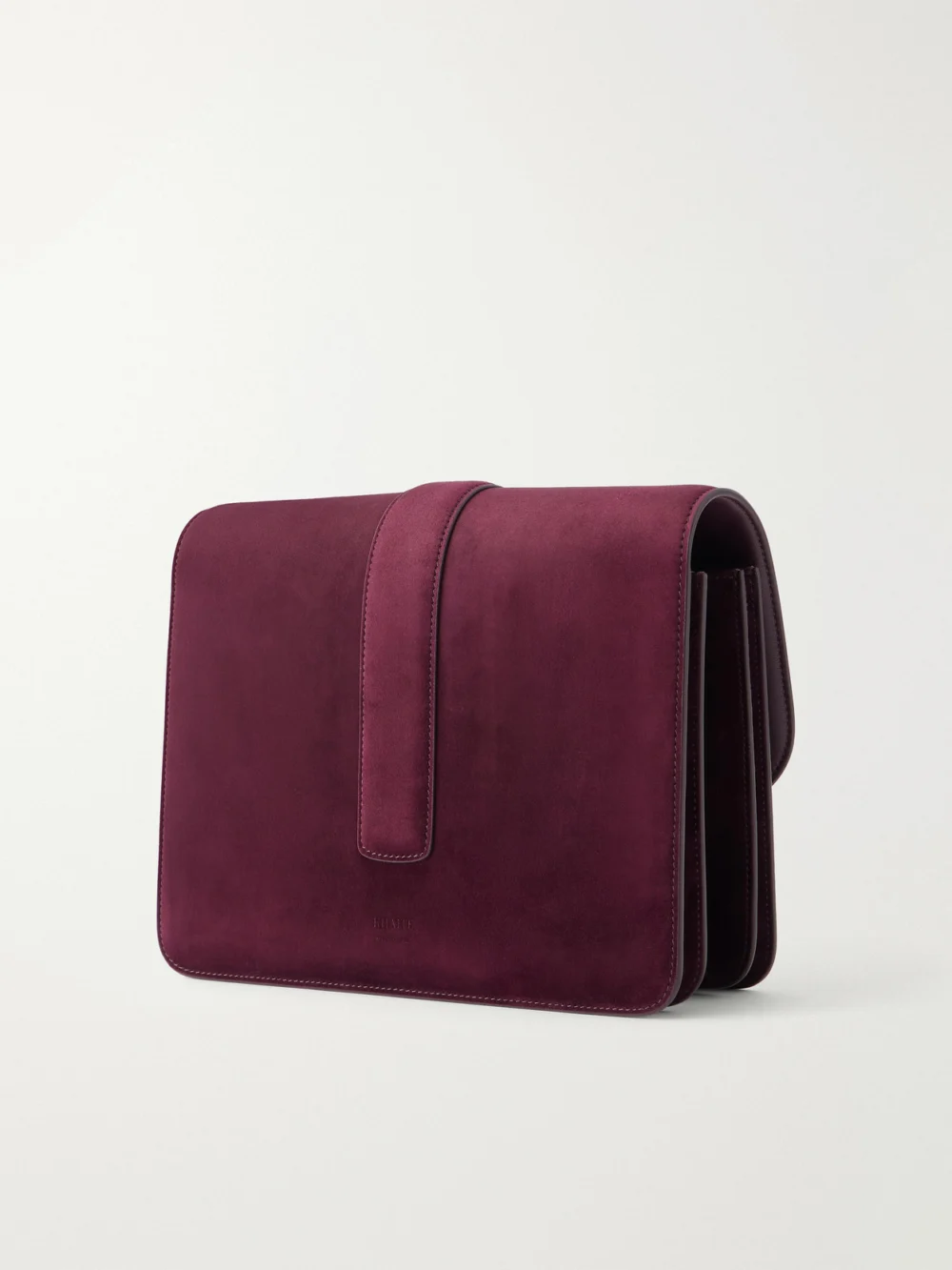Back view of the Khaite Blake Calf Hair-trimmed Suede Shoulder Bag