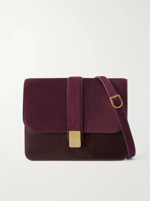 Khaite Blake Calf Hair-trimmed Suede Shoulder Bag