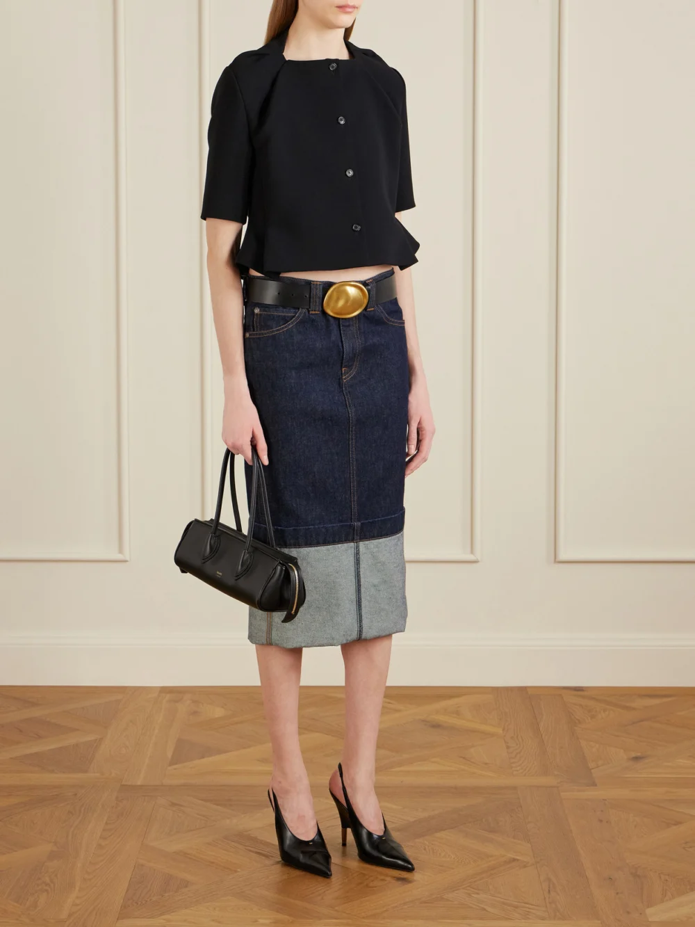 Khaite Donna Leather Shoulder Bag, styled view