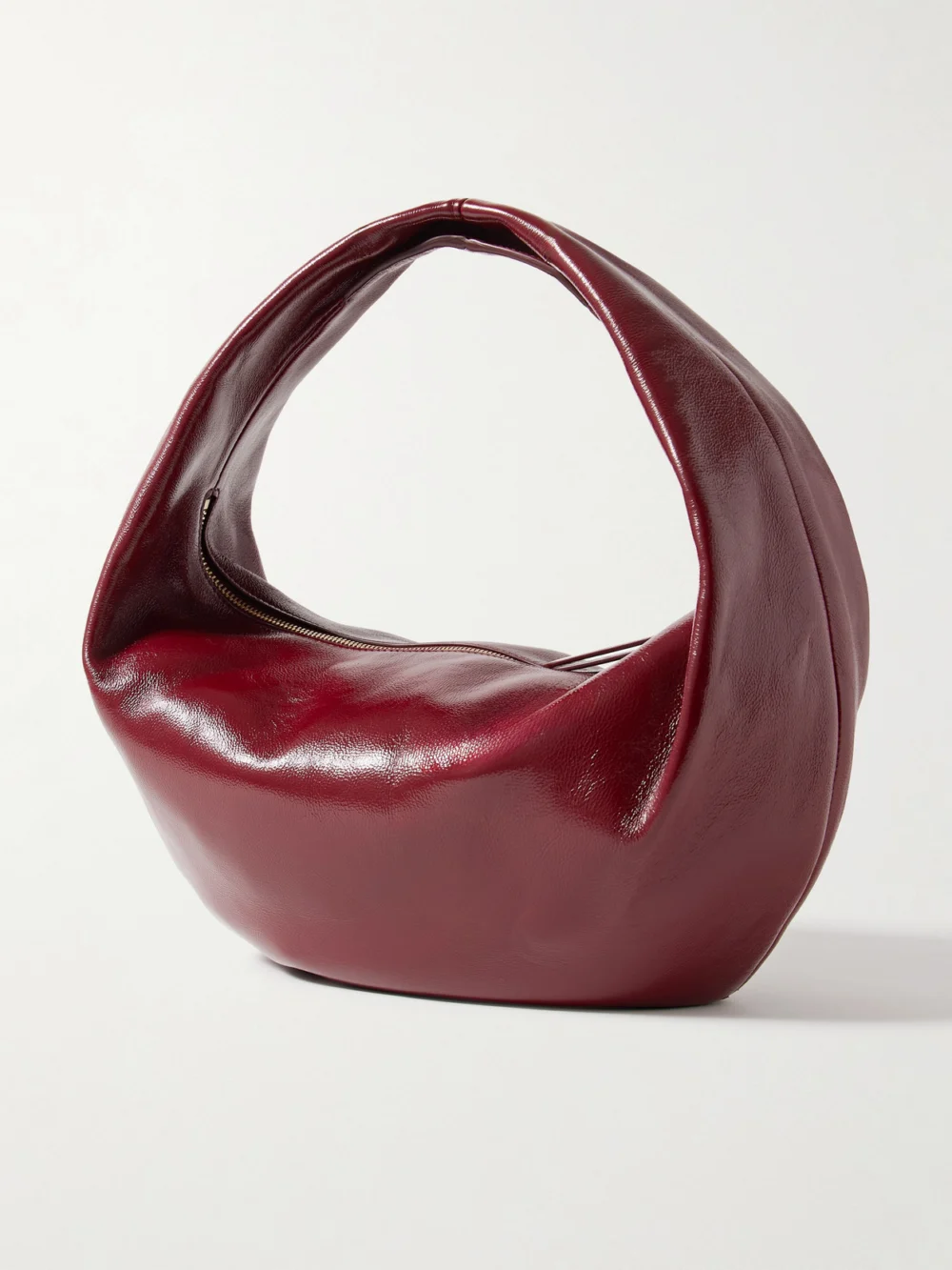 Back view of the Khaite Olivia Medium Crinkled Patent-leather Top-handle Bag