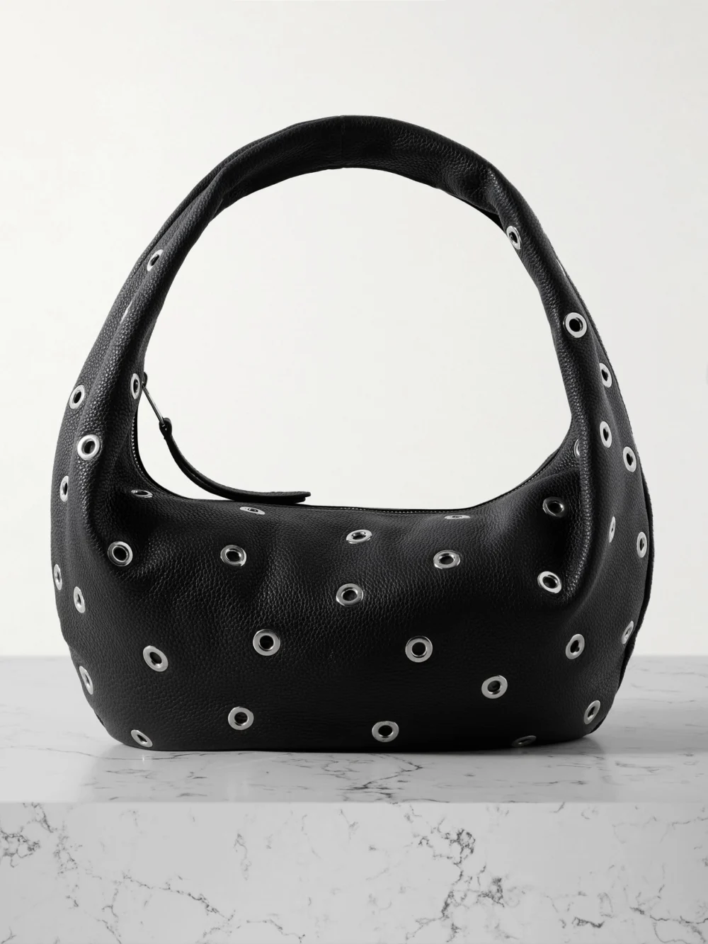 Khaite Olivia Medium Embellished Textured-leather Tote in black