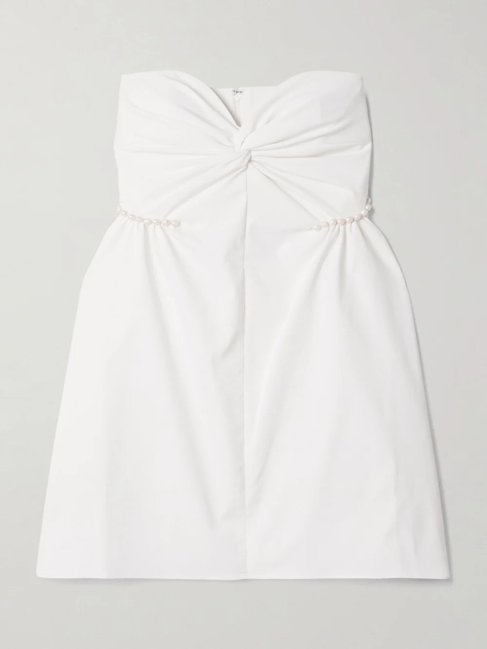 Kika Vargas Fiona Strapless Faux Pearl-embellished Twisted Twill Mini Dress in white