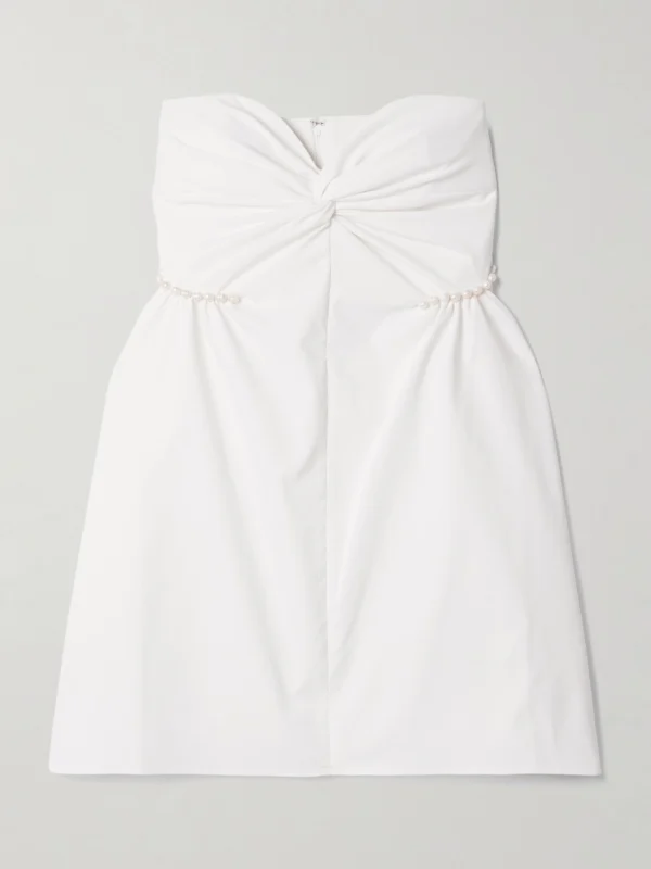 Kika Vargas Fiona Strapless Faux Pearl-embellished Twisted Twill Mini Dress