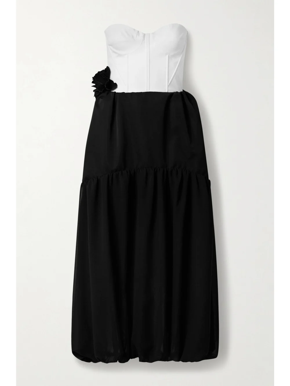 Kika Vargas Glenn Strapless Appliquéd Twill Midi Dress in black