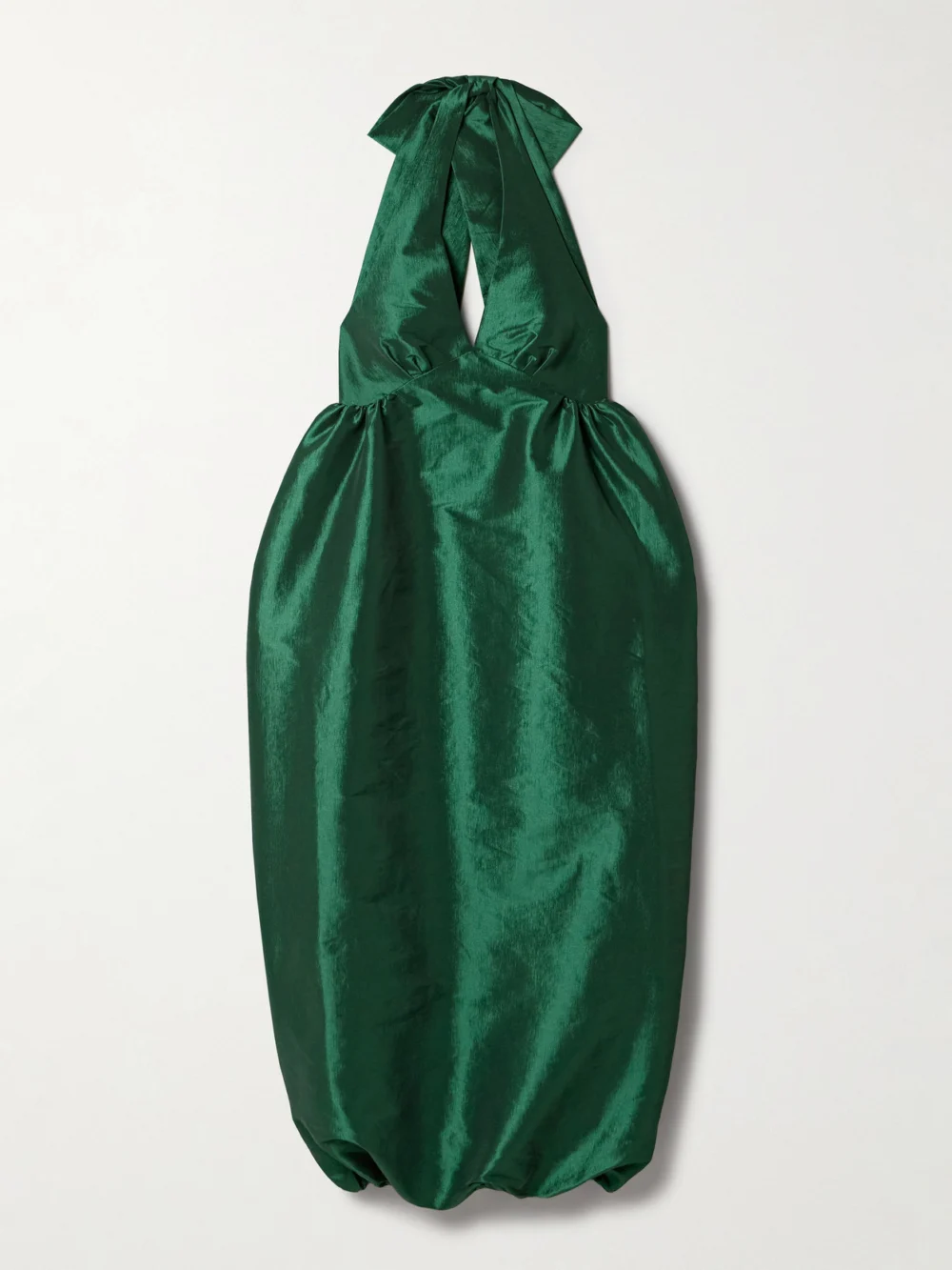 Kika Vargas Ivy Gathered Taffeta Halterneck Midi Dress in green
